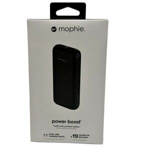 Mophie Power Boost 5200 mAh Portable Charger Dual USB‎ Charge Ports Black NIB